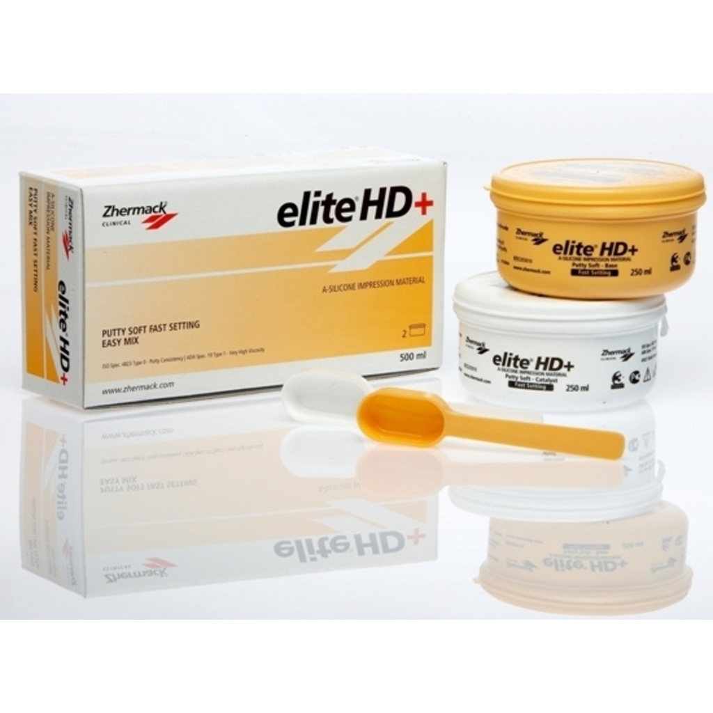 А-Силикон очень высокой вязкости Elite HD+ Putty Soft Fast Set (Элит ХД+ Патти Софт Фаст Сет), 2 x 250 мл банки (База + Катализатор), C203010 ZHERMACK