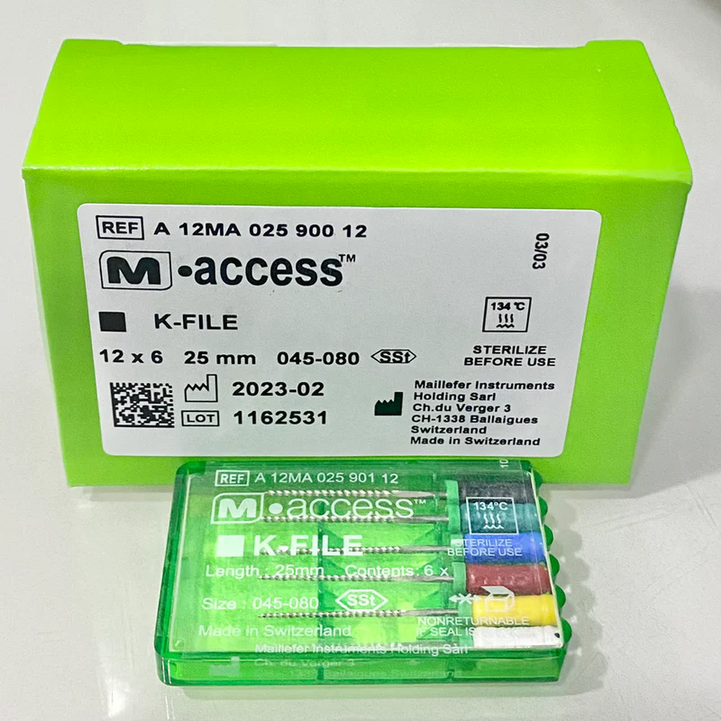 К-файлы / K-Files M-ACCESS 45-80/25мм 6шт Maillefer A12MA02590112 - каналорасширители ручные. DENTSPLY