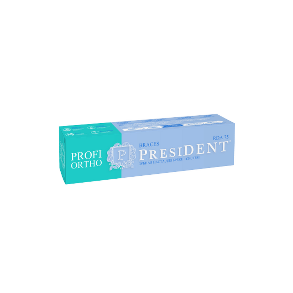 PRESIDENT®PROFI ORTHO BRACES RDA 75, 50 мл - Зубная паста для брекет-систем 24368