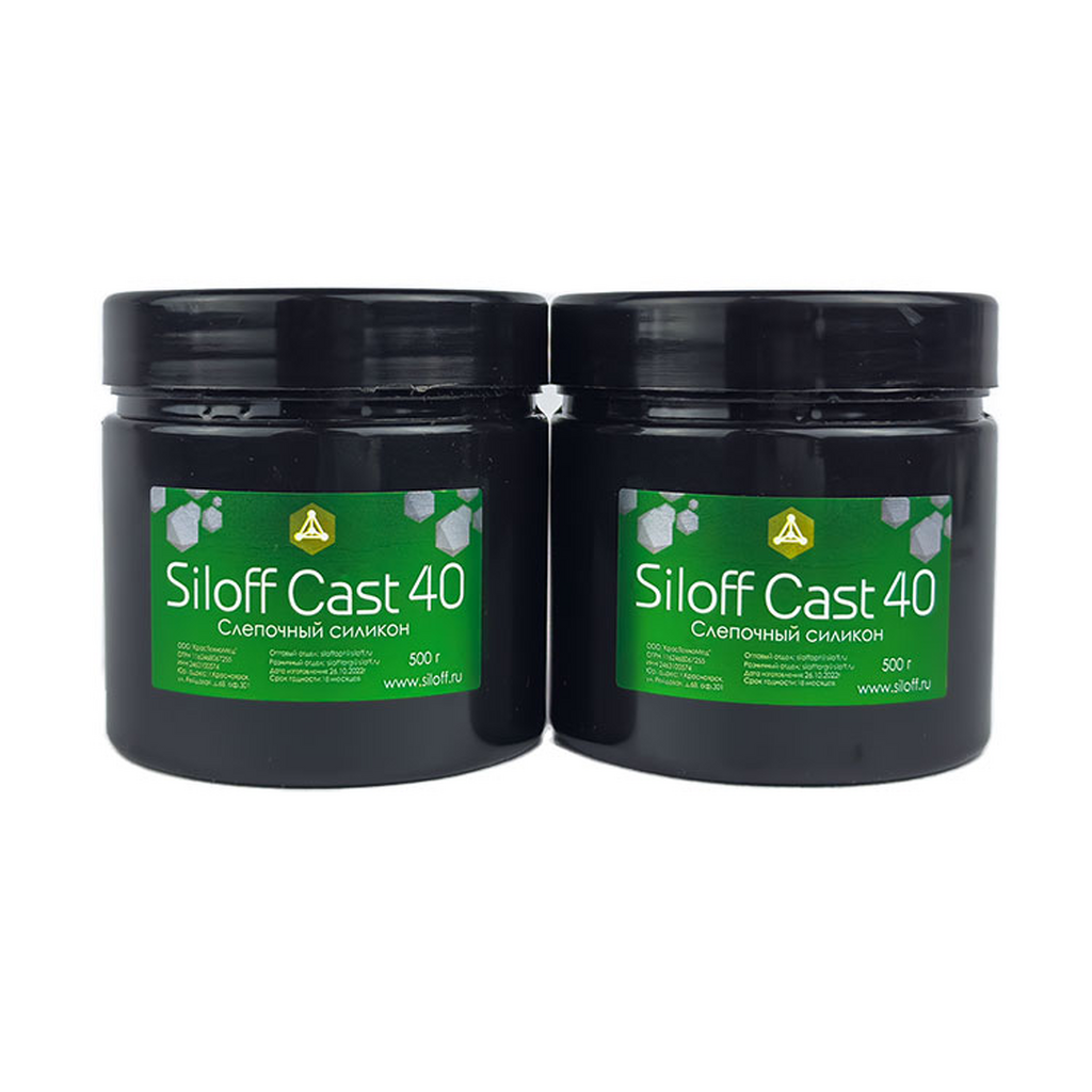 Siloff Cast A40H слепочный А силикон для снятия оттисков, цвет зеленый, база 0.5 кг + катализатор 0.5 кг Крастехномед 500840