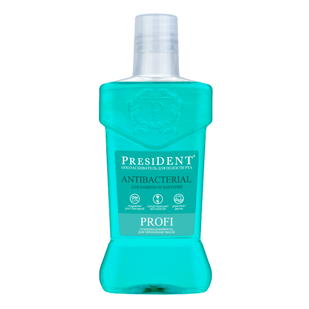 PRESIDENT®PROFI "Antibacterial" 250 мл - Ополаскиватель для полости рта, защита от бактерий 31102