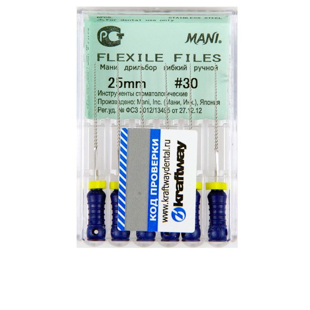 Flexile Files (Флекси Файлз) дрильборы ручные гибкие, ISO 30, 25 мм (6 шт) MANI 0390157