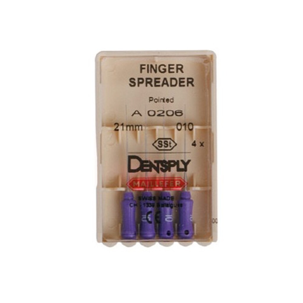 finger spr.tapered n b l25,4 шт - уплотнитель гуттаперчи для латеральной конденсации, ручной нержавеющая сталь. DENTSPLY A018202500200