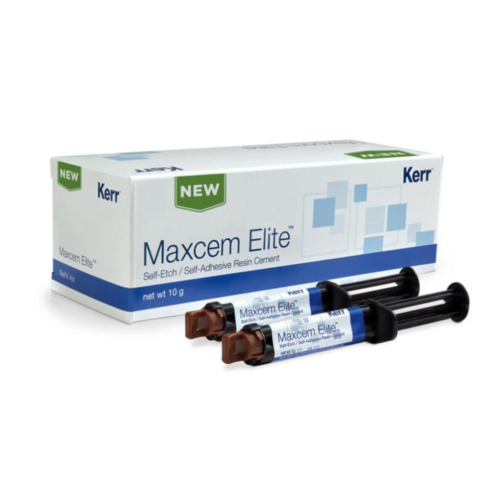 MaxCem Elite (Максцем Элит) цвет белый  (WHITE), 2 шприца (по 5 г), аксессуары - композитный цемент двойного отверждения KERR 34059