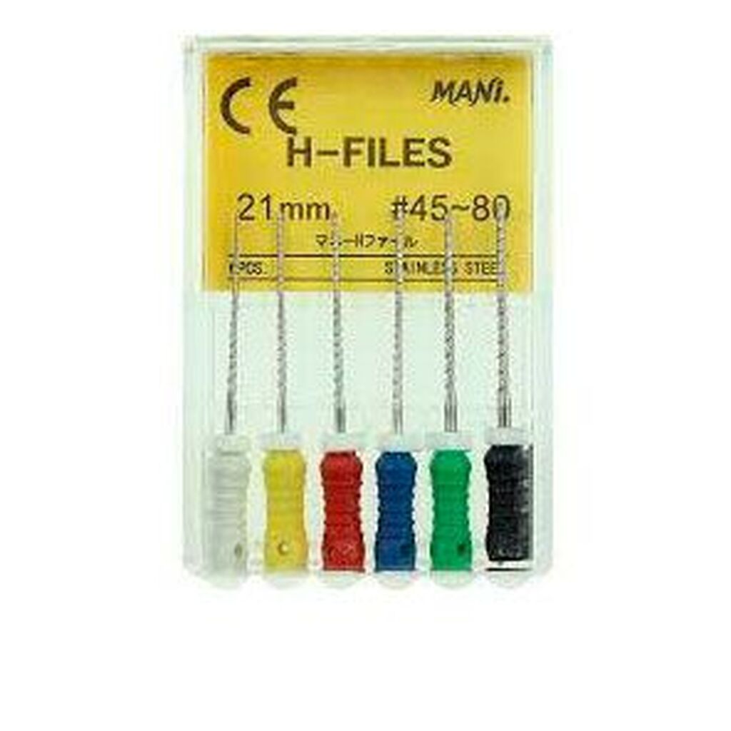 H-Files (Н-файлы) корневые буравы ручные, ISO 45-80, 21 мм (6 шт) MANI 0331015