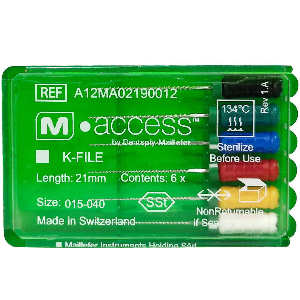 К-файлы / K-Files M-ACCESS 015-40/21мм 6шт Maillefer A12MA02190012 - каналорасширители ручные. DENTSPLY