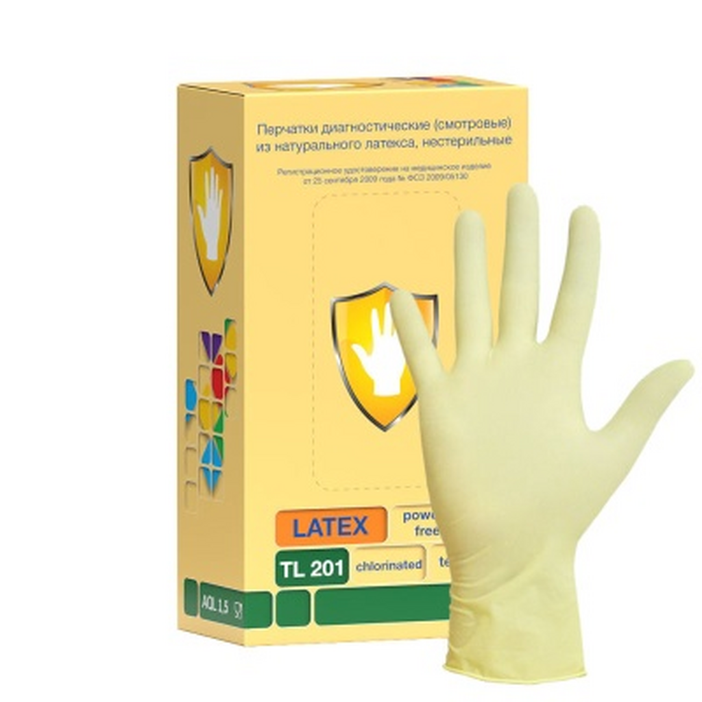 Перчатки смотровые нестерильные латексные неопудренные хлорированные TL201, размер XS, 100 шт. SAFE&CARE TL201XS