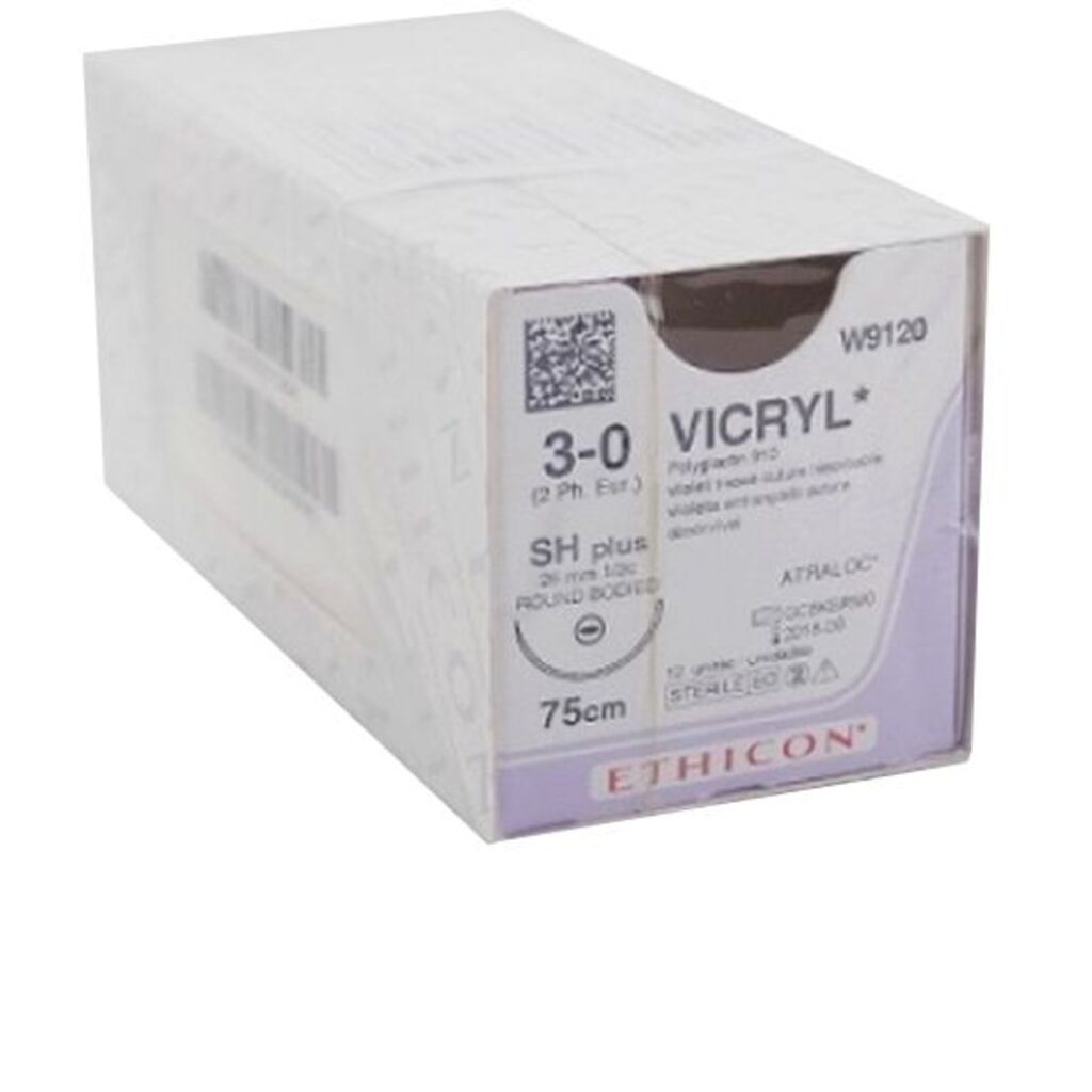 VICRYL ВИКРИЛ 3/0, 75 СМ, ФИОЛЕТ. КОЛ. 26 ММ, 1/2, 12шт W9120 ETHICON