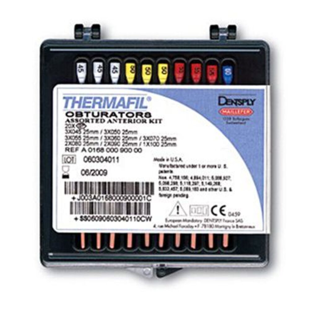 thermafil ass.kit iso45-100 25 мм, 20 шт.-комплект обтюраторов (3*045 3*050 3*055 3*060 3*070 2*080 2*090 1*100) DENTSPLY A016800090000