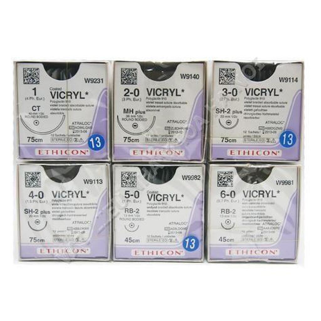 VICRYL ВИКРИЛ 2/0, 75 СМ, ФИОЛЕТ. КОЛ.-РЕЖ. 26 ММ, 1/2, 12шт W9181 ETHICON