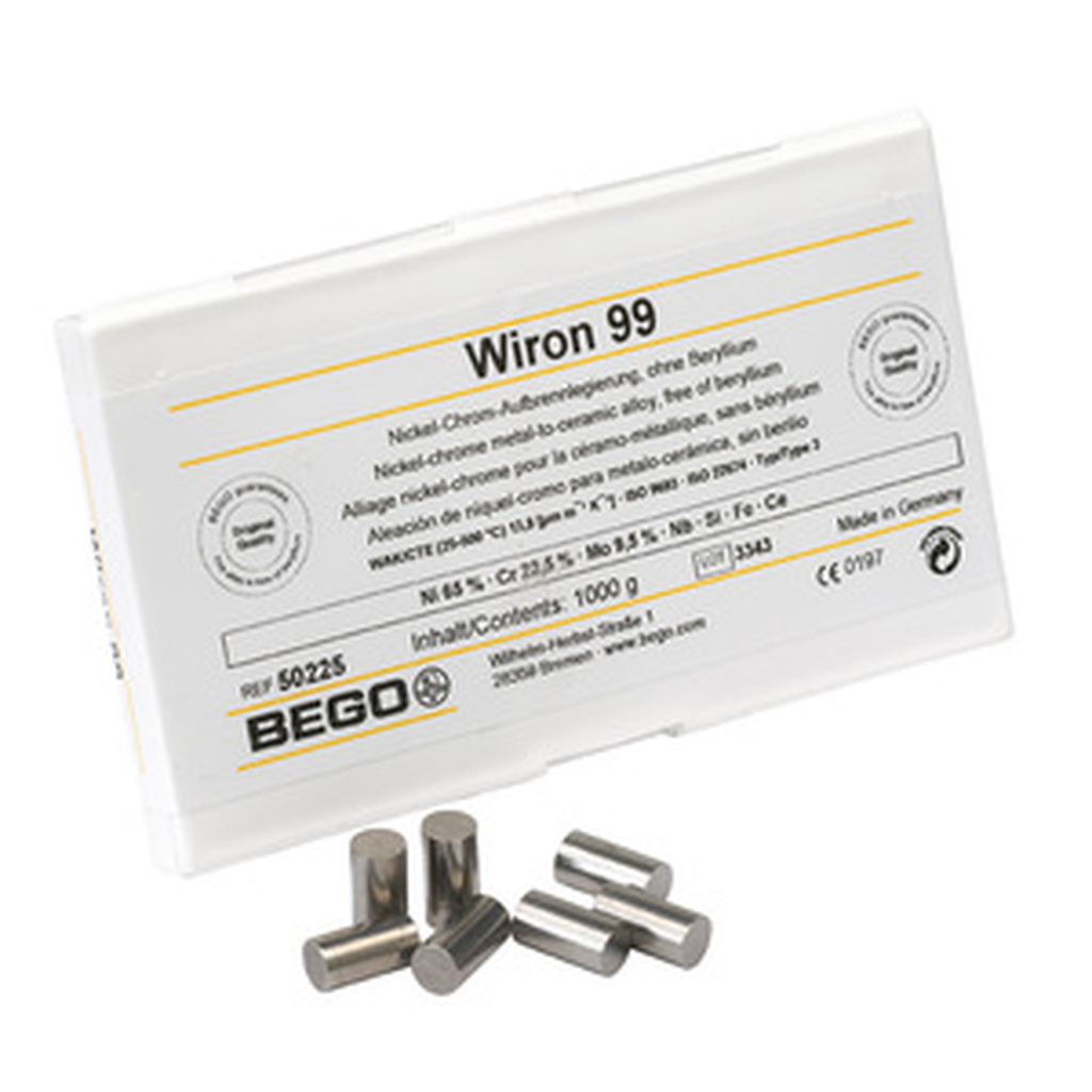 Сплав Wiron 99  NiCr для керамики, Ni (65%), Cr (22,5%), Mo (9,5%), 1кг Bego 50225