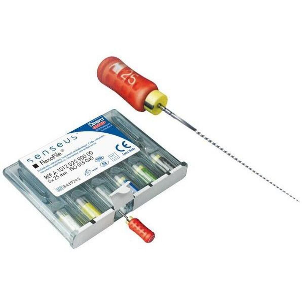 flexofile № 010 25 мм senseus, 6 шт. - ручной супергибкий расширитель корневого канала с укороченным шагом и силиконовой ручкой, в стерильном блистере DENTSPLY A101202501004