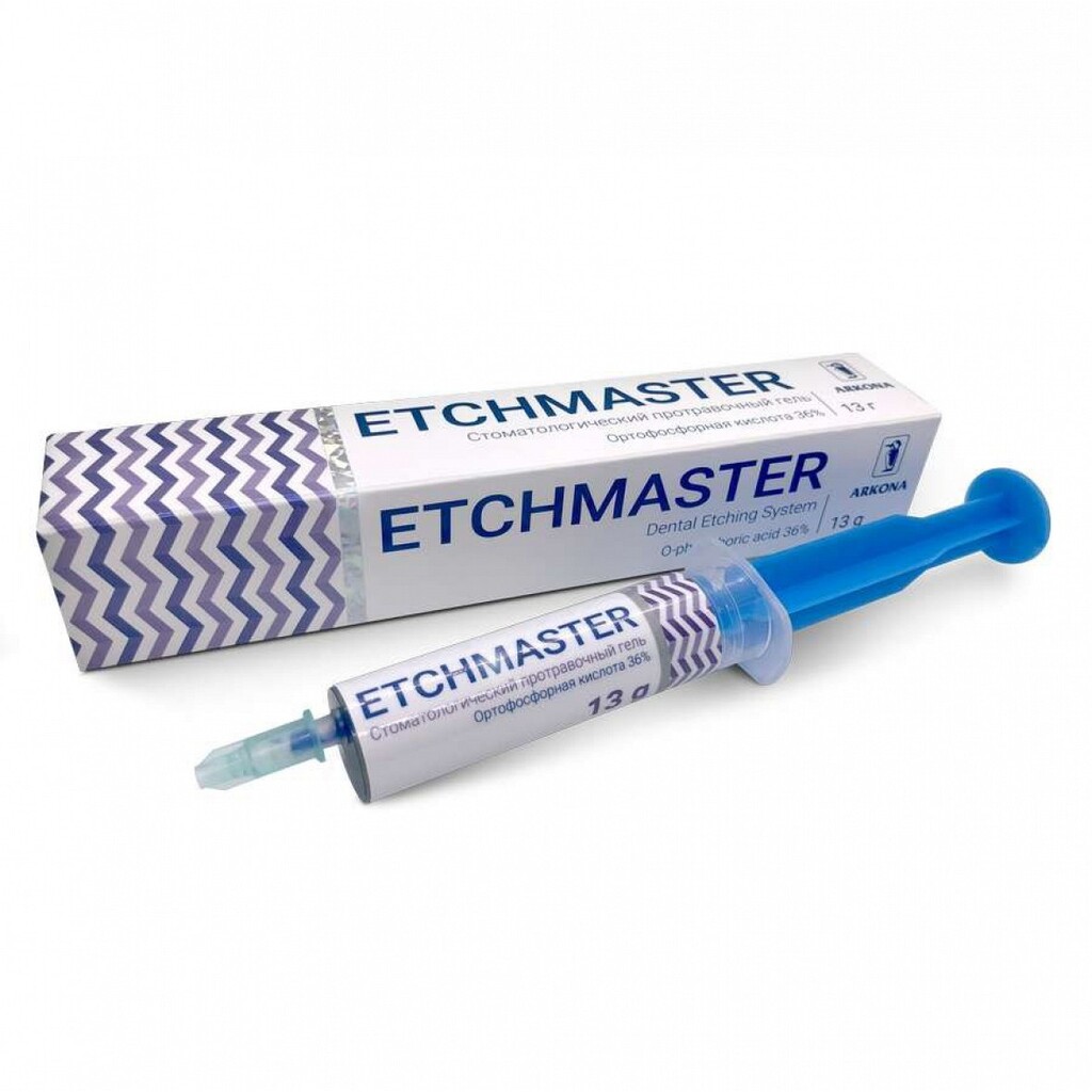 ETCHMASTER(Эчмастер) 36%, шприц 13гр - Стоматологический протравочный гель с серебром ARKONA 0001914083