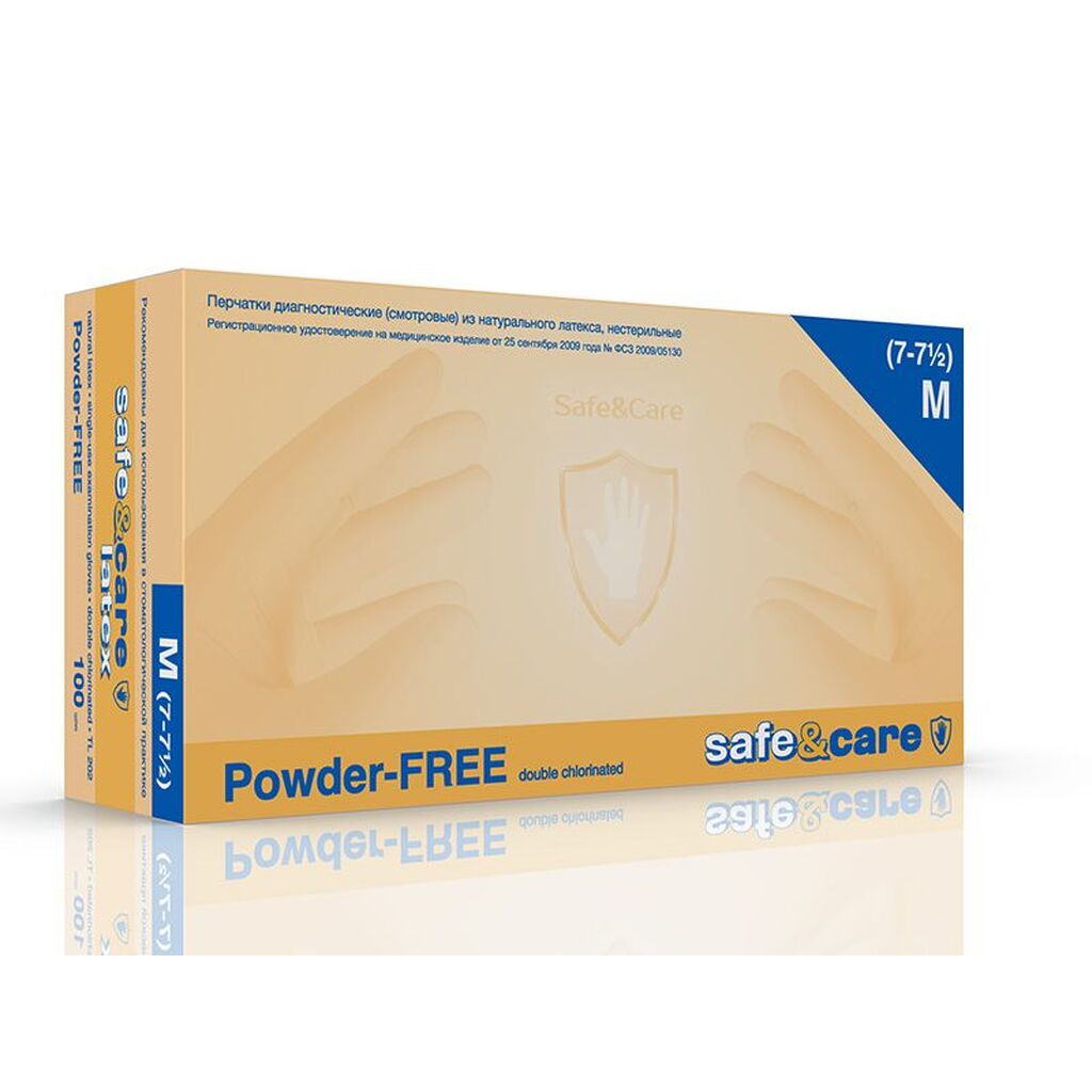 перчатки safe & care l (8/8,5) 100 шт. латексные SAFE&CARE 0001914601