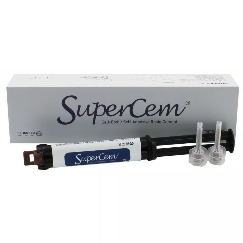 SuperCem (ЧамСуперЦем), прозрачный,  1шпр.х5мл+10+10 - Композитный самопротравливающий цемент, DentKist Transparent