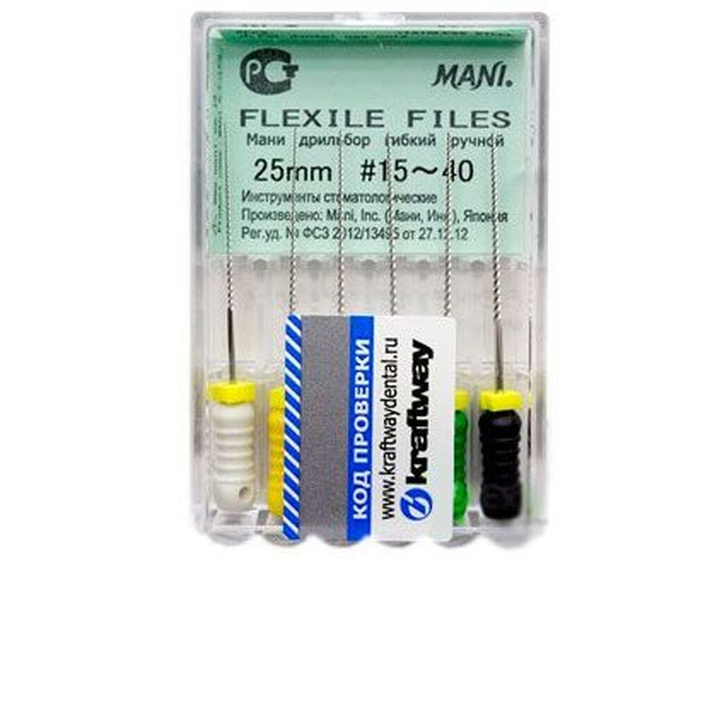Flexile Files (Флекси Файлз) дрильборы ручные гибкие, ISO 15-40, 25 мм (6 шт) MANI 0390160