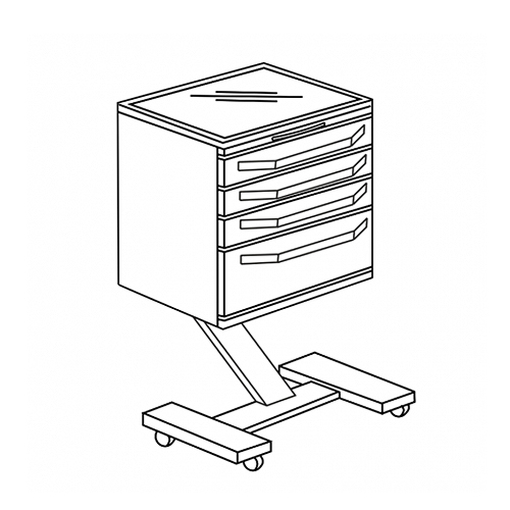 Стол врача мобильный с 4 ящиками