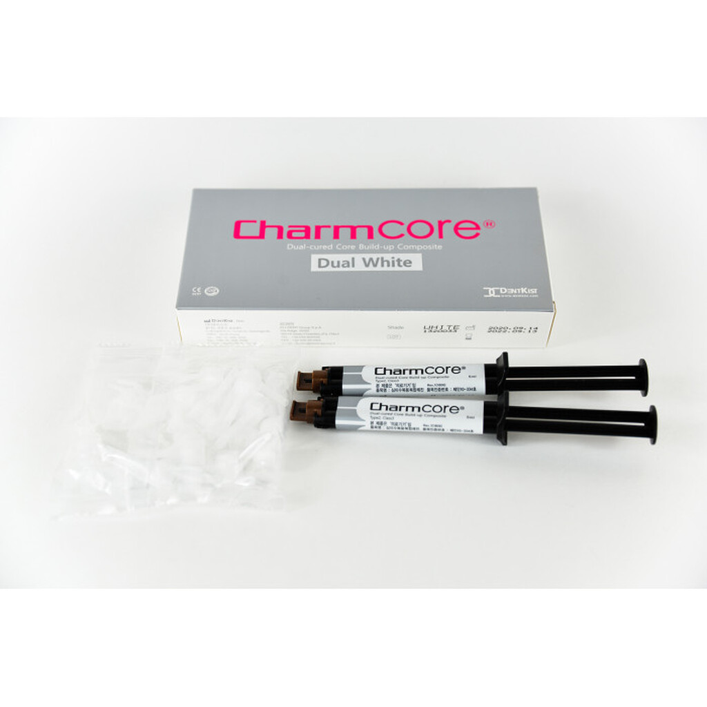 CharmCore (Чарм Коре) Белый, 2 картриджа х 5 мл, 20 насадок, 20 канюль - Цемент двойного отверждения, DentKist 22919