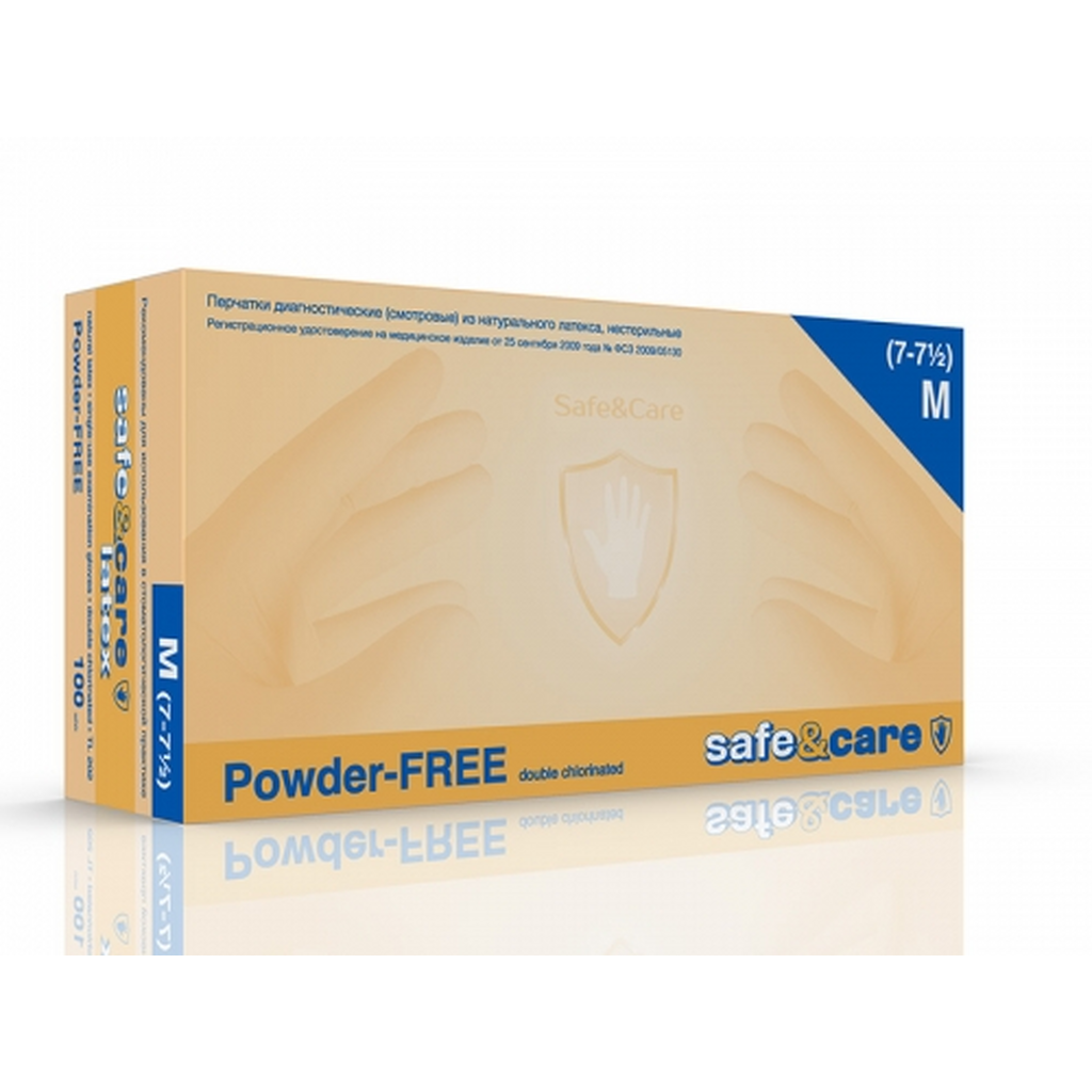 Перчатки латексные Safe & Care XL (8,5/9) 100 шт. SAFE&CARE 1231911831