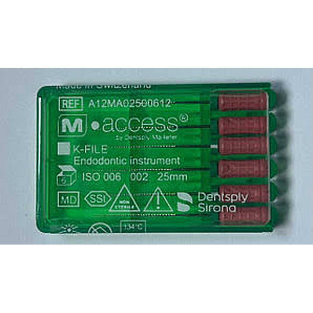 К-файлы / K-Files M-ACCESS 006/25мм 6шт Maillefer A12MA02500612- каналорасширители ручные. DENTSPLY