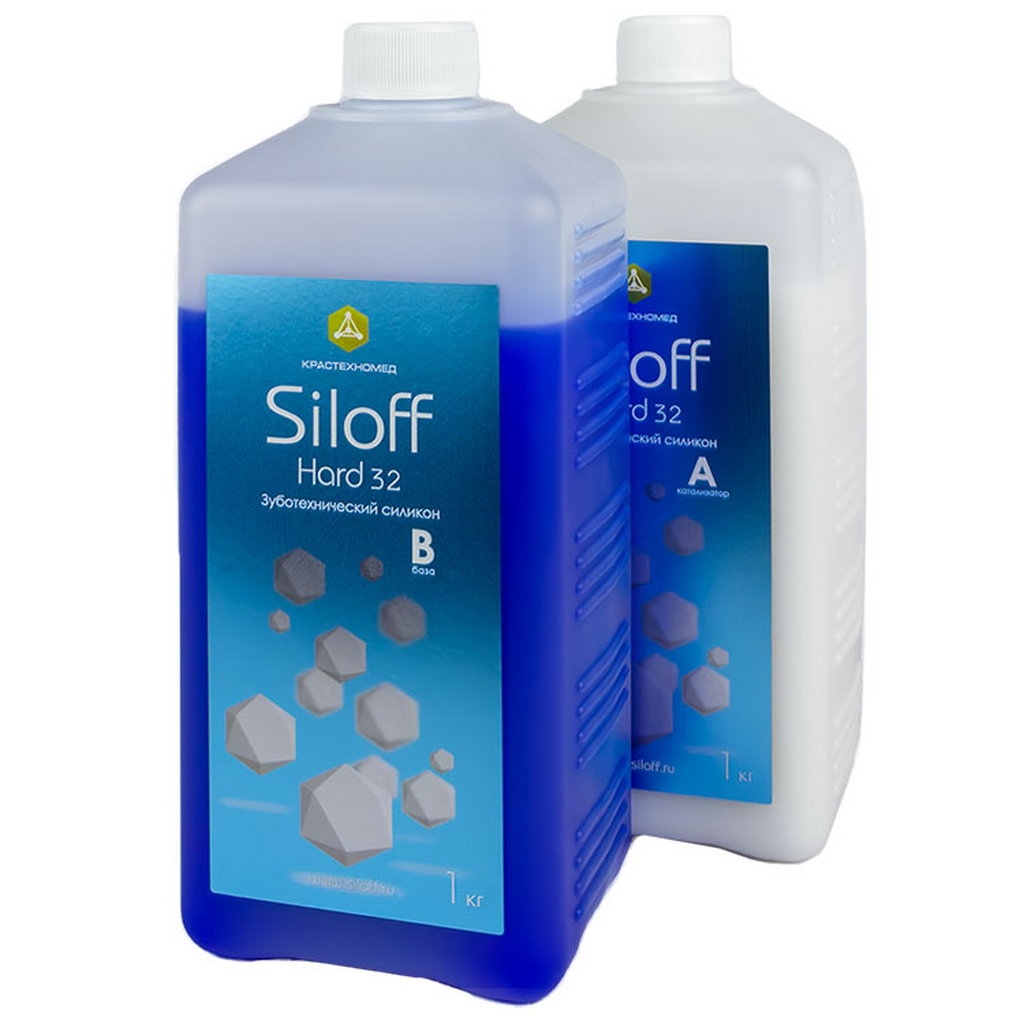 Siloff Hard 32 силикон для дублирования, цвет голубой, 1 кг + 1 кг Крастехномед 500834
