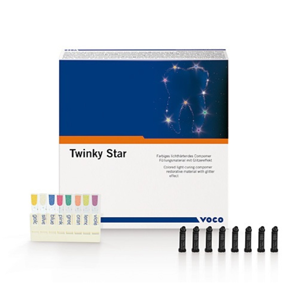 Twinky Star Set (Твинки Стар Сет), набор , капсулы 40 х 0,25г -  Цветной светоотверждаемый компомерный пломбировочный материал с эффектом блесток VOCO 1680