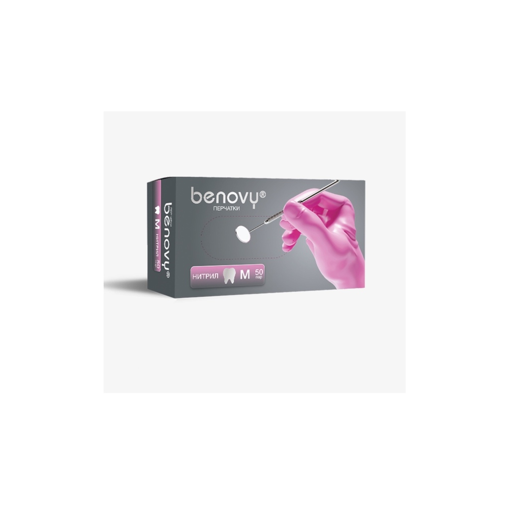 Перчатки нитриловые Розовые S(6-7), 100шт 15974 BENOVY