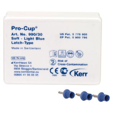 Pro-Cup Latch-type (Про- Кап Лач-тайп) мягкие, голубые (винтообразные), 30 шт - Полировочные чашечки, 990/30 KERR