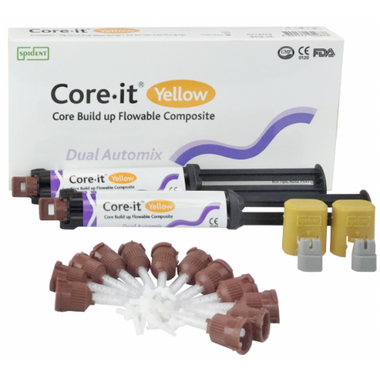 Core-it Dual (Коре-ит дуал) цвет желтый 10 г, 2 шприца, 12 смешивающих насадок, полипанель 2111YL SPIDENT