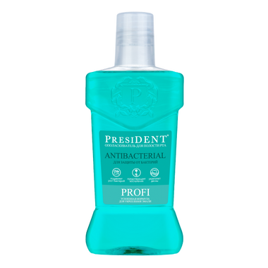 PRESIDENT®PROFI "Antibacterial" 250 мл - Ополаскиватель для полости рта, защита от бактерий 31102