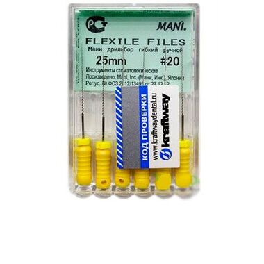 Flexile Files (Флекси Файлз) дрильборы ручные гибкие, ISO 20, 25 мм (6 шт) MANI 0390155