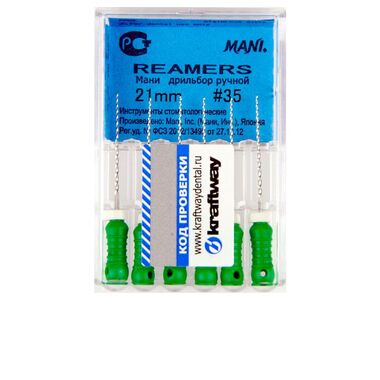 Reamers (Римерс) - дрильборы ручные, длина 21 мм, ISO-35 (6шт). (комп) MANI 0311008