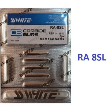 Боры SSWhite RA 8SL твердосплавные шаровидные хирургической длины угловые  d023, 5шт. 0001912715