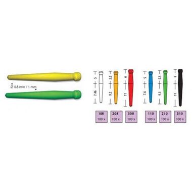 Uniclip 1,0 мм -210, 100 шт..- беззольные  шт.ифты, зелён.  (C215U00021000) DENTSPLY