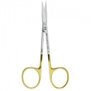 Ножницы для десны  прямые с твердосплавными вставками и золотистыми ручками, 11 см ASA DENTAL 0305-1TC