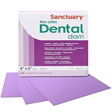 Завеса латексная "Dental Dams" Раббер Дам БЕЗ ЛАТЕКСА листы ФИОЛЕТОВЫЕ, СРЕДНЕЙ толщины (36 шт), Sanctuary 18464