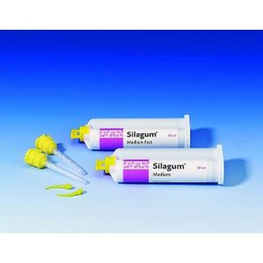 Слепочная масса Силагум Медиум (Silagum Medium), 2x50 мл, в индивидуальной упаковке,  12 смешивающих насадок, 12 интраоральных насадок, 909716 DMG