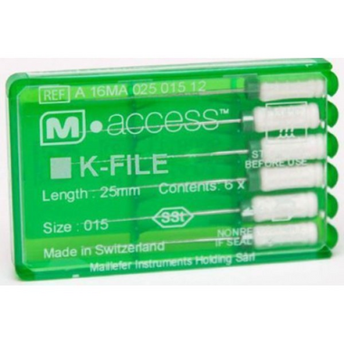 К-файлы / K-Files M-ACCESS 015/25мм 6шт Maillefer A12MA02501512- каналорасширители ручные. DENTSPLY