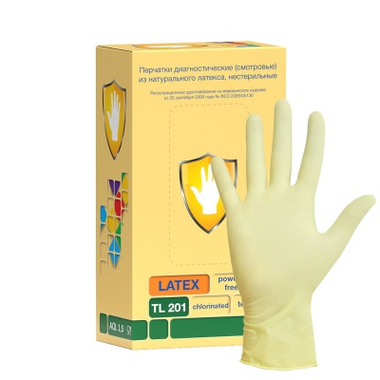 Перчатки смотровые нестерильные латексные неопудренные хлорированные TL201, размер L, 100 шт. SAFE&CARE TL201L