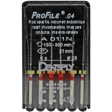 profile 04.ra n25 l21, 6 шт. - каналорасширитель. машинный из niti-сплава. DENTSPLY A011N22102512
