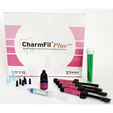 CharmFil Plus (ЧармФил) Набор (4шпр*4гр цв.А2, А3, В2, UO, CharmBond+5мл CharmEtch+3мл, аксессуары) - Светоотверждаемый наногибридный композитный материал DentKist PlusKIT