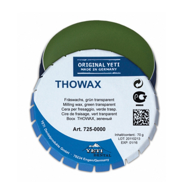 Воск фрезерный THOWAX, зеленый, прозрачный, жестяная банка 70г YETI 725-0000