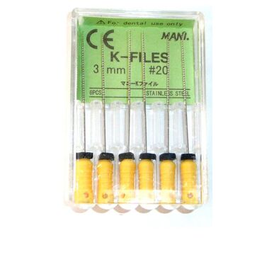 К-файлы / K-Files - дрильборы ручные, длина 31 мм, ISO-20 (6шт). (комп) MANI 0324005