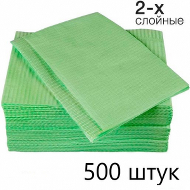 Салфетки (нагрудники) 2-х сл Салатовые  500шт РусКрафт 13376