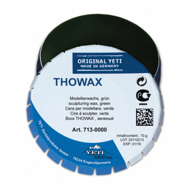 Воск моделировочный THOWAX, зеленый, жестяная банка 70г YETI 713-0000