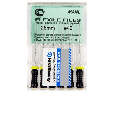 Flexile Files (Флекси Файлз) дрильборы ручные гибкие, ISO 40, 25 мм (6 шт) MANI 0390159