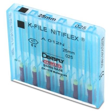 file nitiflex n50 l25 6 шт. - каналорасширтель ручной супергибкий из niti сплава. DENTSPLY A012N02505012