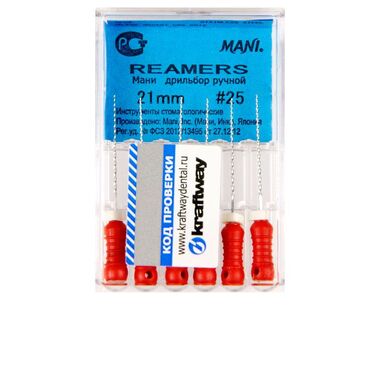 Reamers (Римерс) - дрильборы ручные, длина 21 мм, ISO-25 (6шт). (комп) MANI 0311006