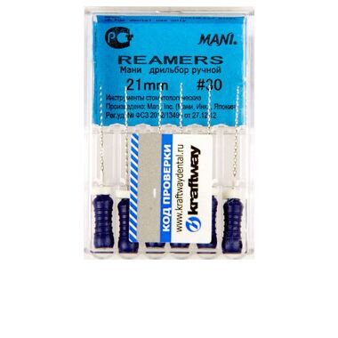 Reamers (Римерс) - дрильборы ручные, длина 21 мм, ISO-30 (6шт). (комп) MANI 0311007