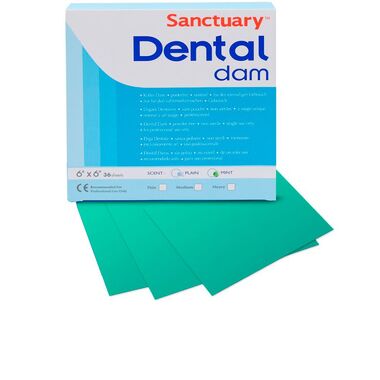Завеса латексная "Dental Dams" Раббер Дам мята листы ЗЕЛЕНЫЕ, СРЕДНЕЙ толщины (36 шт), Sanctuary 1231910997